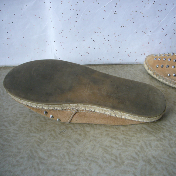 Zara Tan Suede Silver Studded Espadrille Flat 39/8 - Picture 6 of 6